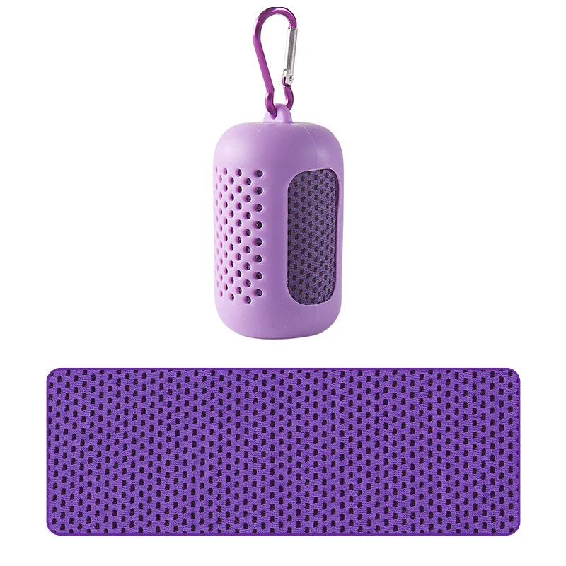 Cooling towel with silicone case, purple