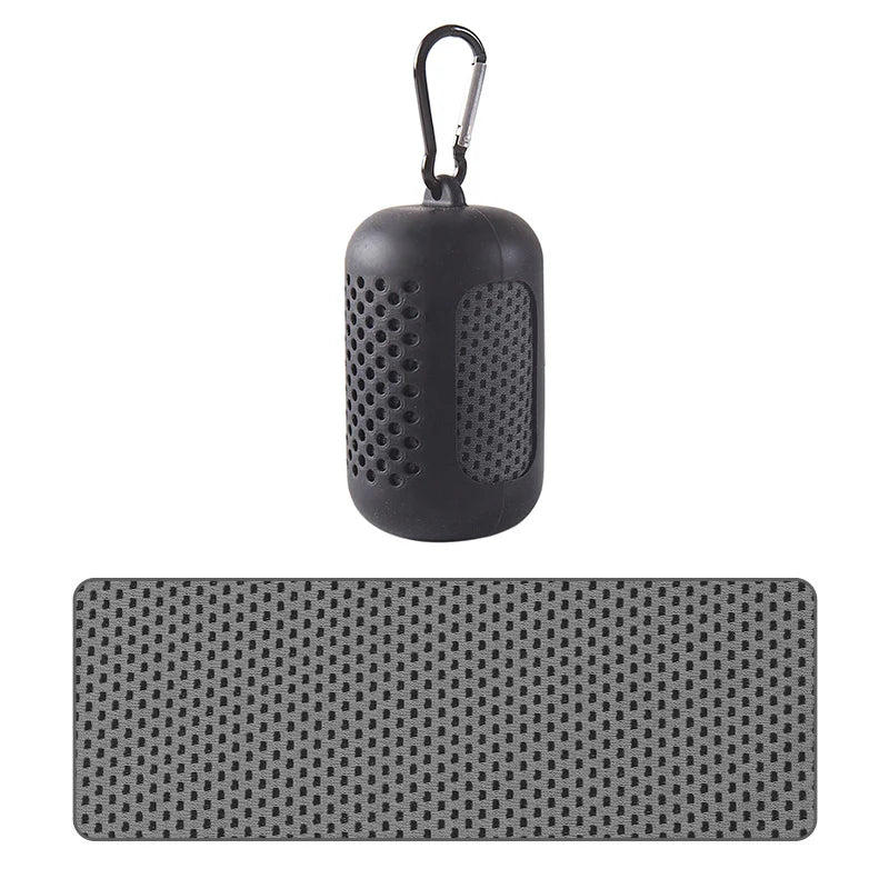 Cooling towel with silicone case, black grey