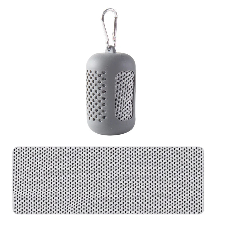 Cooling towel with silicone case, light grey