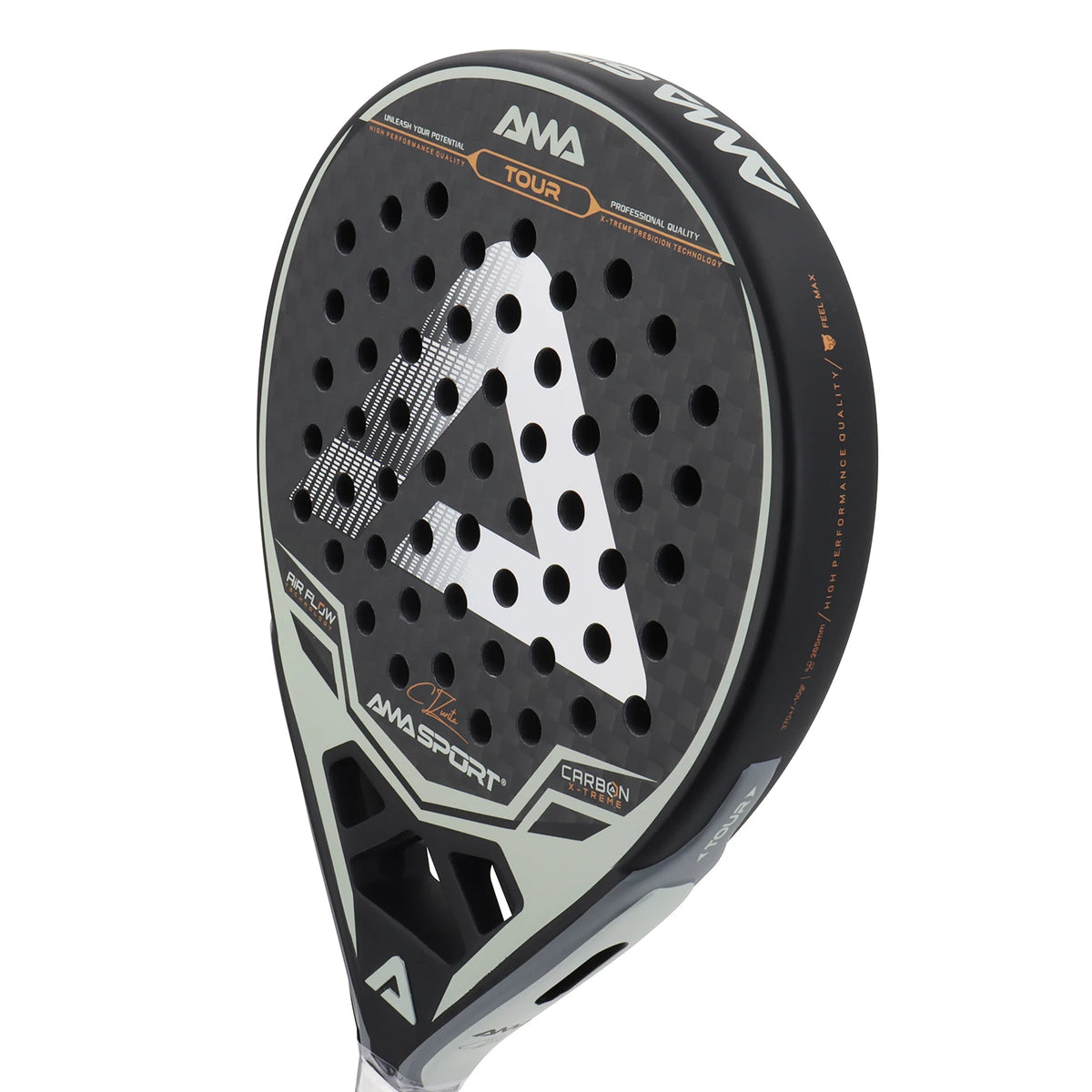 Amasport Tour teardrop head with a 12K carbon face