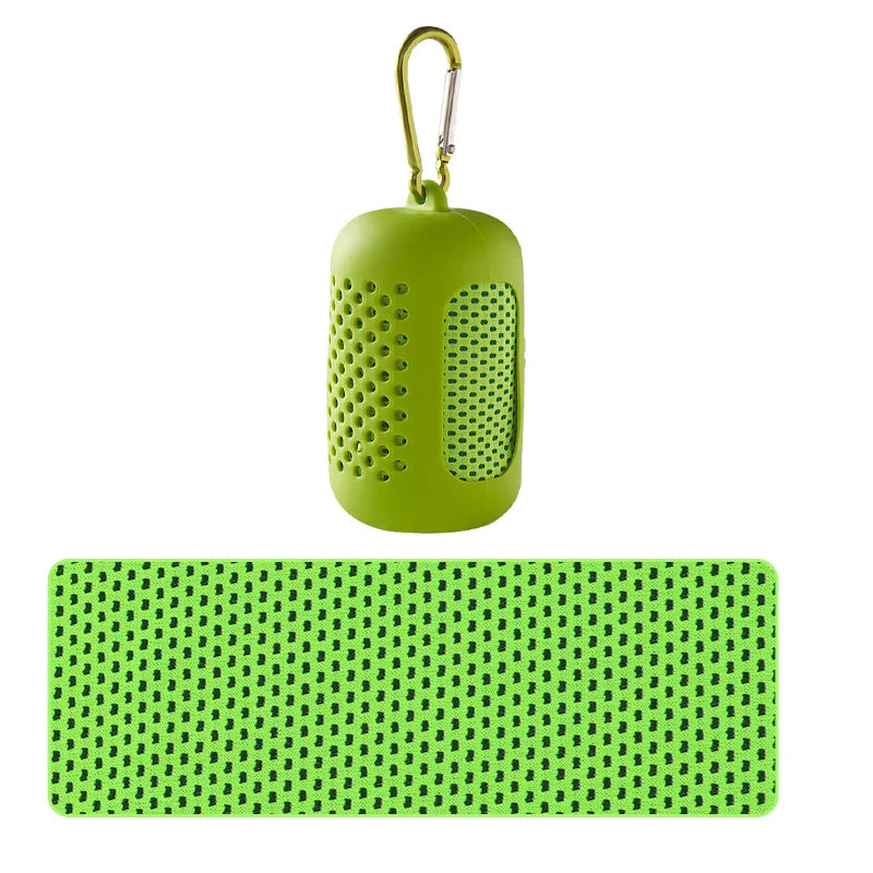 Cooling towel with silicone case, green