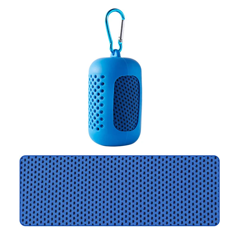 Cooling towel with silicone case, dark blue